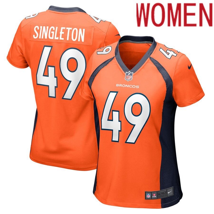 Women Denver Broncos 49 Alex Singleton Nike Orange Game Player NFL Jersey